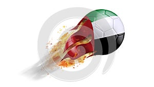 Flying Flaming Soccer Ball with United Arab Emirates Flag