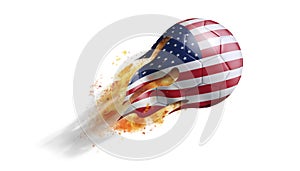 Flying Flaming Soccer Ball with United States Flag