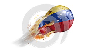 Flying Flaming Soccer Ball with Venezuela Flag