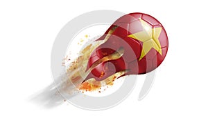 Flying Flaming Soccer Ball with Vietnam Flag