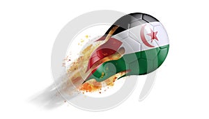 Flying Flaming Soccer Ball with Western Sahara Flag