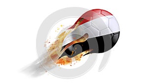 Flying Flaming Soccer Ball with Yemen Flag