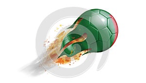 Flying Flaming Soccer Ball with Zambia Flag