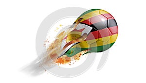 Flying Flaming Soccer Ball with Zimbabwe Flag
