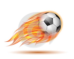 Flying football or soccer ball on fire.