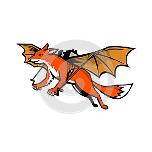 Flying Fox With Mechanical Wings Mascot