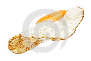 Flying fried egg isolated