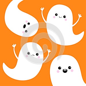 Flying ghost spirit set. Happy Halloween.
