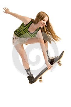 Flying girl-skateboarder