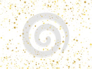 Flying gold star sparkle vector with white background.