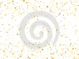 Flying gold star sparkle vector with white background.