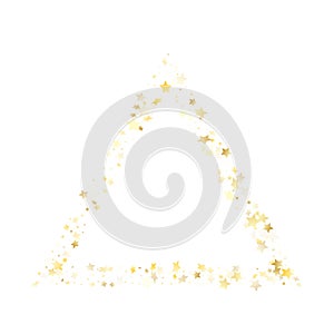 Flying gold star sparkle vector with white background.
