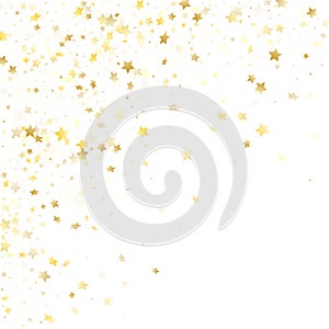 Flying gold star sparkle vector with white background.