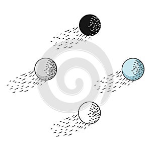 Flying golf ball icon in cartoon,black style isolated on white background. Golf club symbol stock vector illustration.