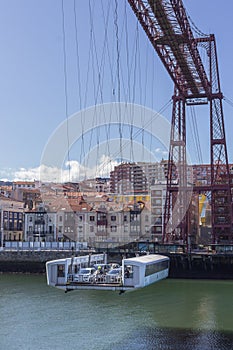 Flying gondola in a vertical picture photo