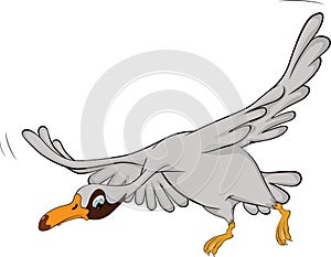 Flying goose. Cartoon