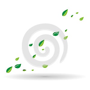 Flying green leaf icon