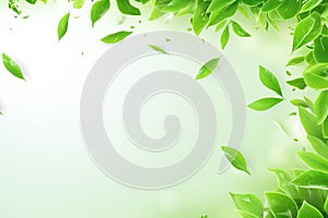 Flying Green Tea Leaves, Ted Leaf Realistic Background, Tea Leaves Vortex Pattern