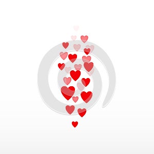 Flying hearts. Red hearts in move. I like, icon. The level of popularity of video broadcasts of users.