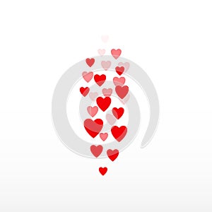 Flying hearts. Red hearts in move. I like, icon. The level of popularity of video broadcasts of users. photo