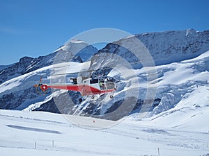 Flying Helicopter at Jungfrau Top of Europe