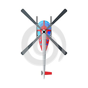 Flying Helicopter, View from Above, Air Transport Vector Illustration