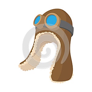 Flying helmet and goggles icon, cartoon style