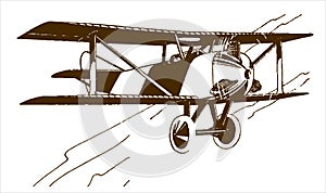 Flying historical two-seater passenger biplane