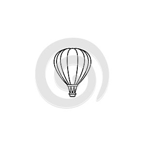 Flying hot air balloon line icon. Flat cartoon design. Vector illustration isolated on white