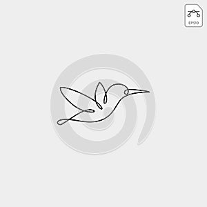 flying humming bird line art logo template vector icon