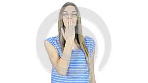 Flying Kiss by Young Beautiful Woman, White Background,Young,,,,