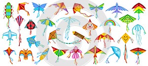 Flying kite vector illustration on white background .Festival kites cartoon set icon.Isolated cartoon set icon flying
