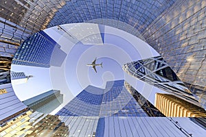 Flying on La Defense Business district