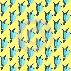 Flying little bird seamless bright pattern background