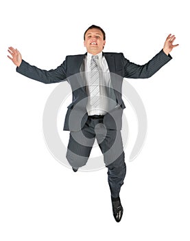 Flying man in suit