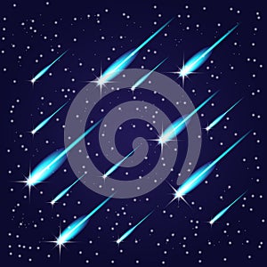 Flying meteors. Vector illustration.