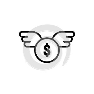 Flying money thin icon isolated vector on white background