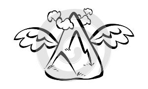 Flying mountain fantacy doodle art photo