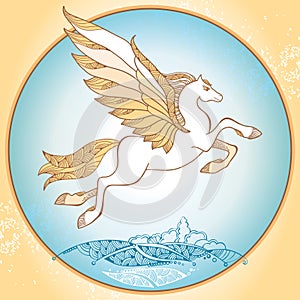 Flying Mythological Pegasus. The series of mythological creatures