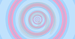Flying through optical illusion of circles creating abstract tunnel. Pink and blue spectrum. Modern colorful 4k seamless