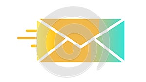 Flying Orange Email Envelope Vector Icon, vector design Generative AI