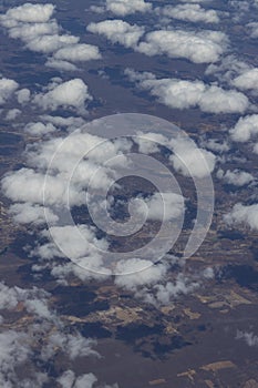 Flying over arid and dry land. State of Ceara, Brazil.