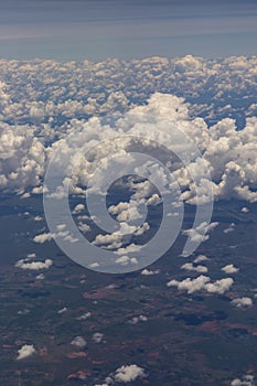 Flying over arid and dry land. State of Ceara, Brazil.