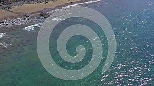 Flying over the beautiful Amadores beach at Gran Canaria – stock footage