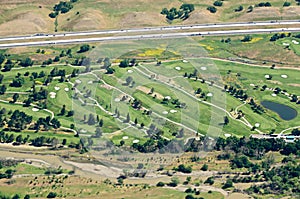 Flying over california hills and valleys