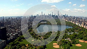 Flying over Central Park in New York, USA.