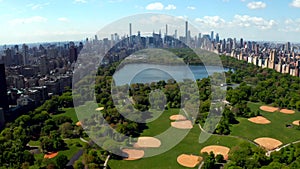 Flying over Central Park in New York, USA.