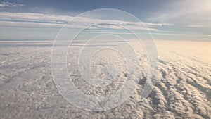 Flying over cirrus and cumulus clouds,4K video