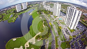 Flying over a golf course