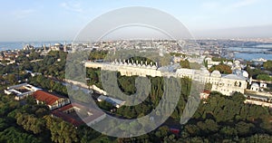 Flying over Istanbul the district of the old city